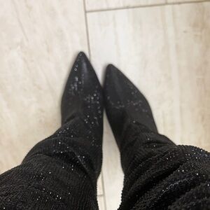 Scarlett Black Sparkle Heeled Boots